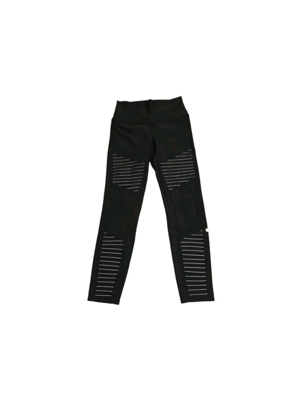 Alo Yoga Moto Leggings Black High Waisted Ribbed Mesh Panels Womens Size M